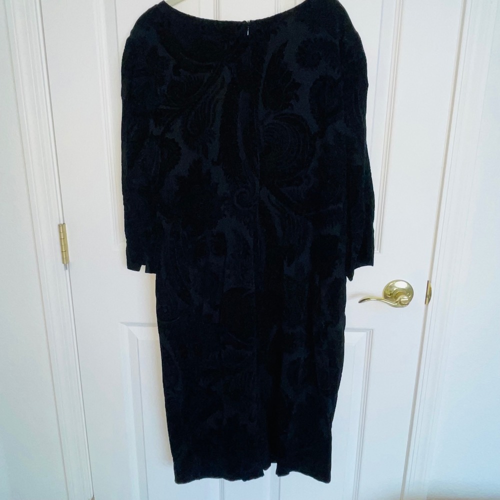 Trixi Schober Germany Black Velvet Paisley Burnout Midi Shift Dress USA 18
